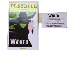 2015 Wicked Gershwin Theatre Theater Broadway Musical Playbill Program