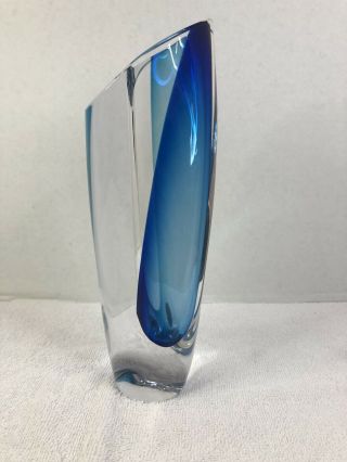 Kosta Boda 49809 Goran Warff Signed Saraband Art Glass Vase Blue
