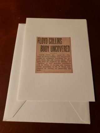 Vintage clipping mounted on card 1925 FLOYD COLLINS cave Kentucky 2