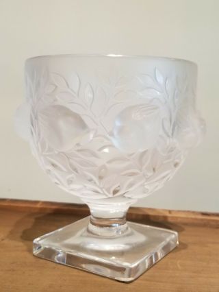 Lalique Frosted Crystal Elizabeth Vase Signed Authentic Quality