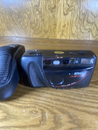Vintage Nikon One Touch 100 35mm Point And Shoot Camera & Case Powers On