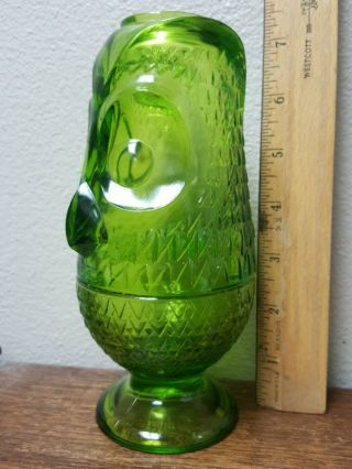 Viking Glass Green and blue Owl Fairy Lamps 7” tall Candle Light Vintage 2