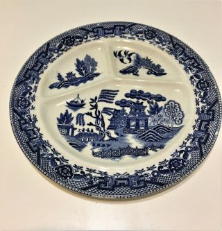 Vintage Occupied Japan Blue Willow Divided Grill Plates