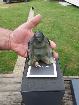 Art Glass Crystal Daum France Green Gorilla Pate De Verre Figurine Pap