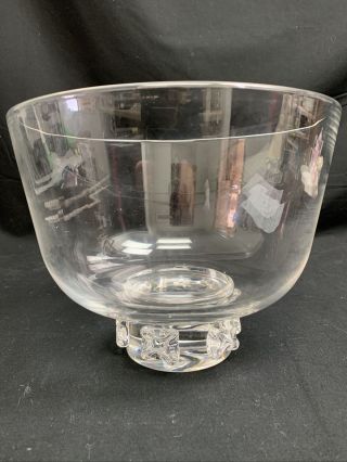 Steuben Crystal Large Heavy Clear Art Glass Footed Bowl Signed