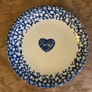 Folk Craft Heart Tienshan Blue Sponge 12 " Serving Platter Chop Plate