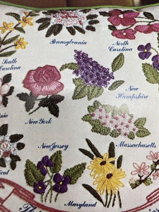 Vintage Avon Crewel Embroidery Kit Thirteen Colonies Floral Pillow