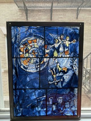 Vintage Stained Glass Marc Chagall America Window Art Institute Chicago Dance