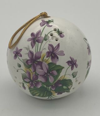 Vintage " Violets " Hanging Ball Potpourri Pomander Fillable Air Freshener