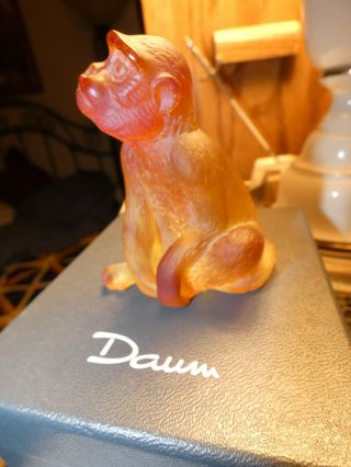 Daum Chinese Monkey Crystal Sculpture Signed Nib With Papers