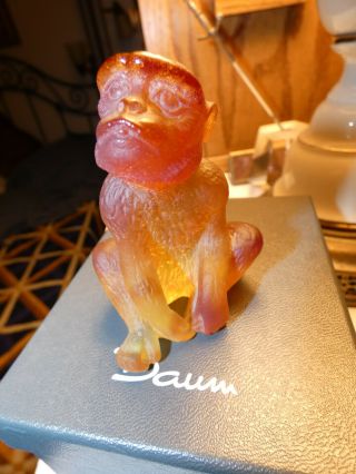 DAUM Chinese Monkey Crystal Sculpture Signed NIB with Papers 5