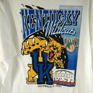 Vtg University Of Kentucky Wildcats Uk Single Stitch Mascot Xl T - Shirt 1993