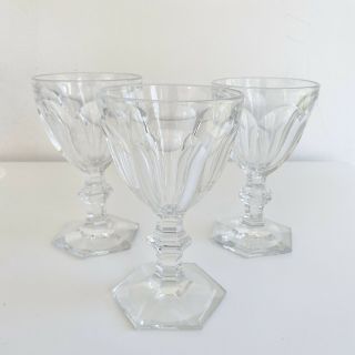 Set Of 3 Baccarat Crystal Harcourt 1841 Wine Water Glasses Goblets