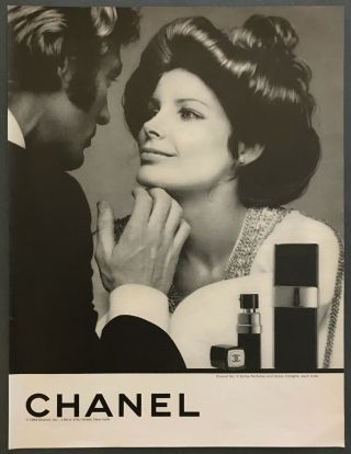 1969 Man & Woman Photo Chanel No.  5 Spray Perfume & Cologne Vintage Print Ad