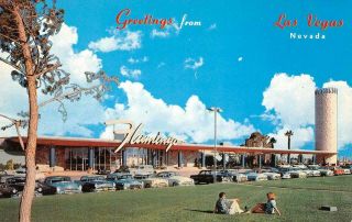 Hotel Flamingo Old Cars Las Vegas,  Nv Roadside C1950s Chrome Vintage Postcard