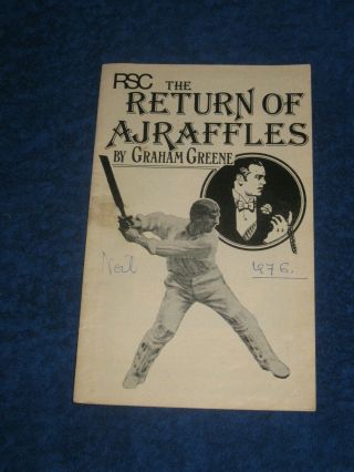 The Return Of Ajraffles By Graham Greene - Rsc Theatre Programme.  1976.