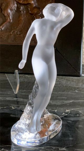 Lalique Frosted Crystal Figurine,  Danseuse Bras Baisse Nude Woman Dancer 11910