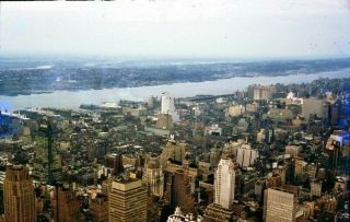 Vintage Slide Sl90 ☆ 1963 York City Skyline Aerial View 523a
