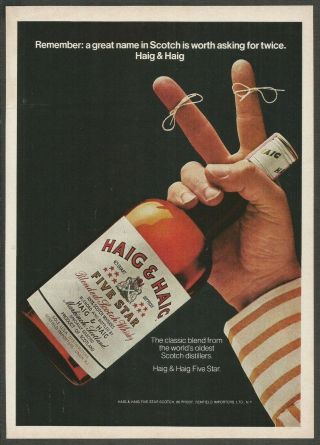 Haig & Haig Five Star.  Blended Scotch Whisky - 1974 Vintage Print Ad