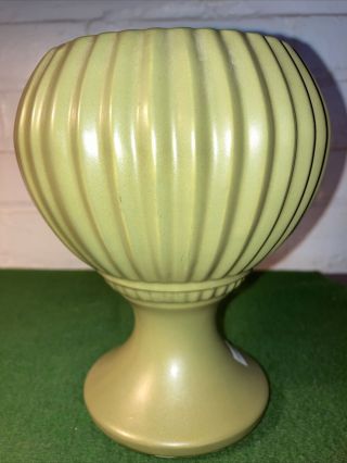 Vintage Mccoy Pottery Floraline 407 Sage Green Flower Vase Pedestal U.  S.  A.