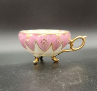 Vintage Royal Sealy Pink Luster 3 Footed Tea Cup Gold / Pink Japan