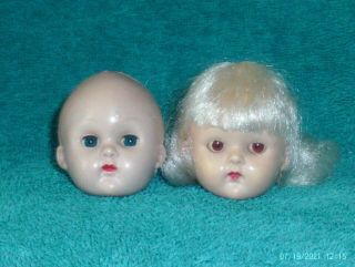 Two Vintage Vogue Ginny Doll Heads For Part & Repair