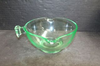Vintage Green Depression Glass D & B Co Handled Spouted Mixing Bowl