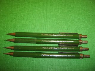 4 Vintage Faber - Castell Tk - Fine 9765 Mechanical Pencils - Green / Germany