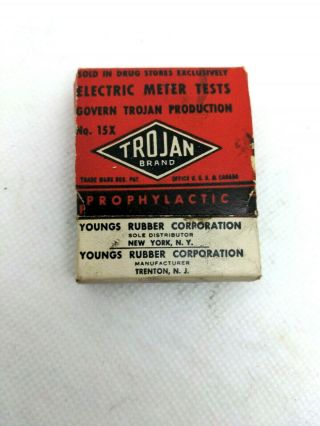 Vintage Cardborad Trojan Brand Prophylactics Container Youngs Rubber Corp Folded