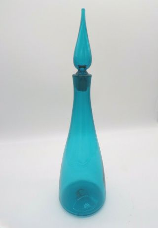 Mcm Blenko Art Glass 920 Decanter Teardrop Stopper Winslow Anderson In Blue 16 "