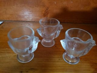Clear Glass Chicken Egg Cups Made In France Vintage Shot Glass Or Toothpicks