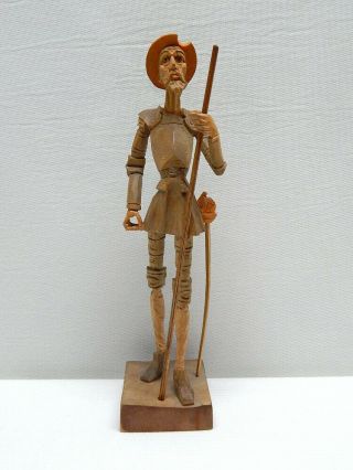 Vintage Wood Hand Carved " Don Quixote " Figure By Ouro Artesania Spain