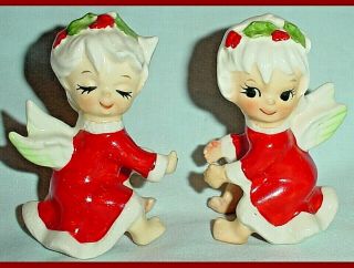Vintage Lefton Christmas Angels Candle Huggers Climbers Porcelain Japan/3 "