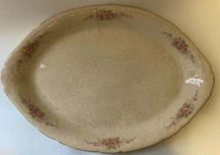 Vintage Taylor Smith & Taylor Co Tst Large Serving Platter With Pink Flowers 18 "