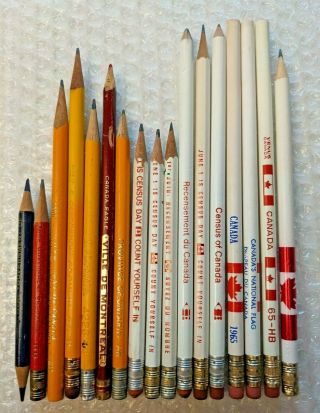17 Vintage Lead Pencil Government Of Canada Census Canadian Flag Maple Leaf 1965
