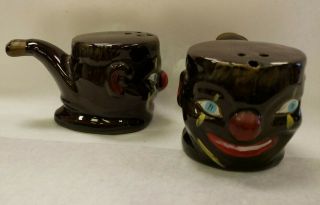 Vintage Black Americana,  Ceramic Salt & Pepper Shakers Smoking Pipes