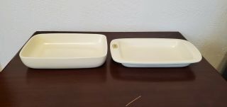 White Haeger Pottery 3381 Valet Tray & 3832 Bulb Planter/ Console Dish Signed