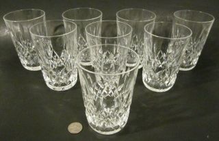 Set 8 Vintage Waterford Crystal " Lismore " Cut Glass 5 " 12 Oz Tumbler Glasses