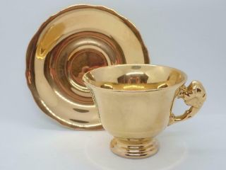 Vintage Royal Winton Gold Petunia Handle Cup & Saucer 1950s