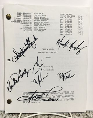 Law Order Svu Script Cast Signed By 6 - - Meloni Hargitay Ice - T Belzer Florek March