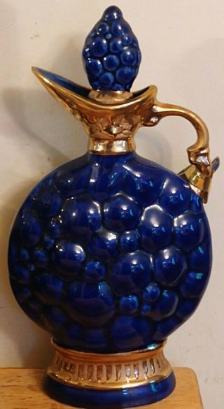 Vintage 1963 Jim Beam Cobalt Blue Whiskey Decanter W/ Case Regal China Empty