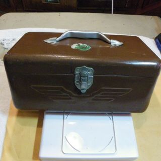 Vintage 14” Jc Higgins Metal Tackle Box With Fold Out Tray.  Good,  Ck Photos