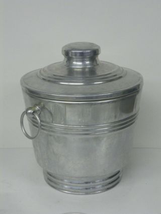 Vintage Mid - century Aluminum Insulated Ice Bucket With Lid Italy 2