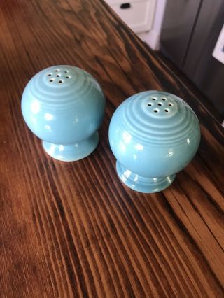 Fiestaware Turquoise Salt And Pepper Shakers Pre - Owned
