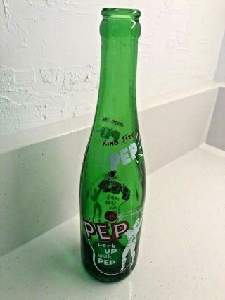 Vintage Acl Pep Green Soda Bottle W/ Weightlifter 10oz