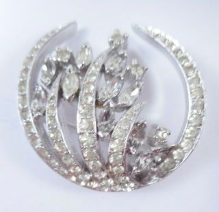 Vintage Signed Panetta Small Clear Rhinestone Brooch Pin