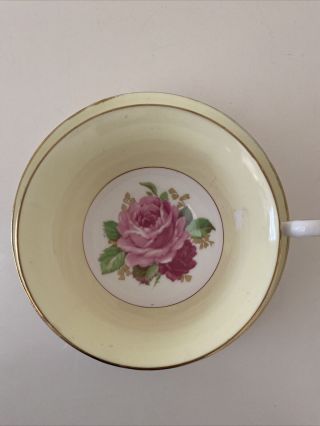 Vintage Rosina Cabbage Rose Teacup Saucer Pink Yellow England Fine Bone China