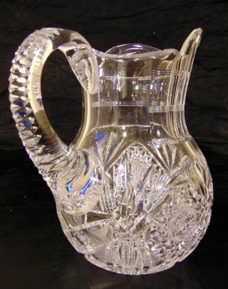 ABP Brilliant Cut Glass Crystal Pitcher Dorflinger Hawkes Jug Hobstars 9 