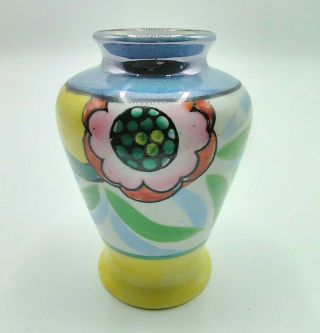 Vintage Luster Ware Ceramic Hand Painted Floral Vase Japan Small