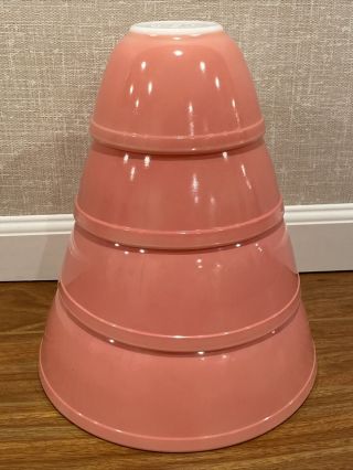 Set Of 4 Vintage Pyrex Pink Flamingo? Nesting Bowls 401 402 403 And 404